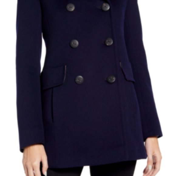 FLEURETTE DOUBLE BREASTED WOOL PEACOAT MIDNIGHT NAVY JACKET COAT sz 8 - Picture 2 of 6